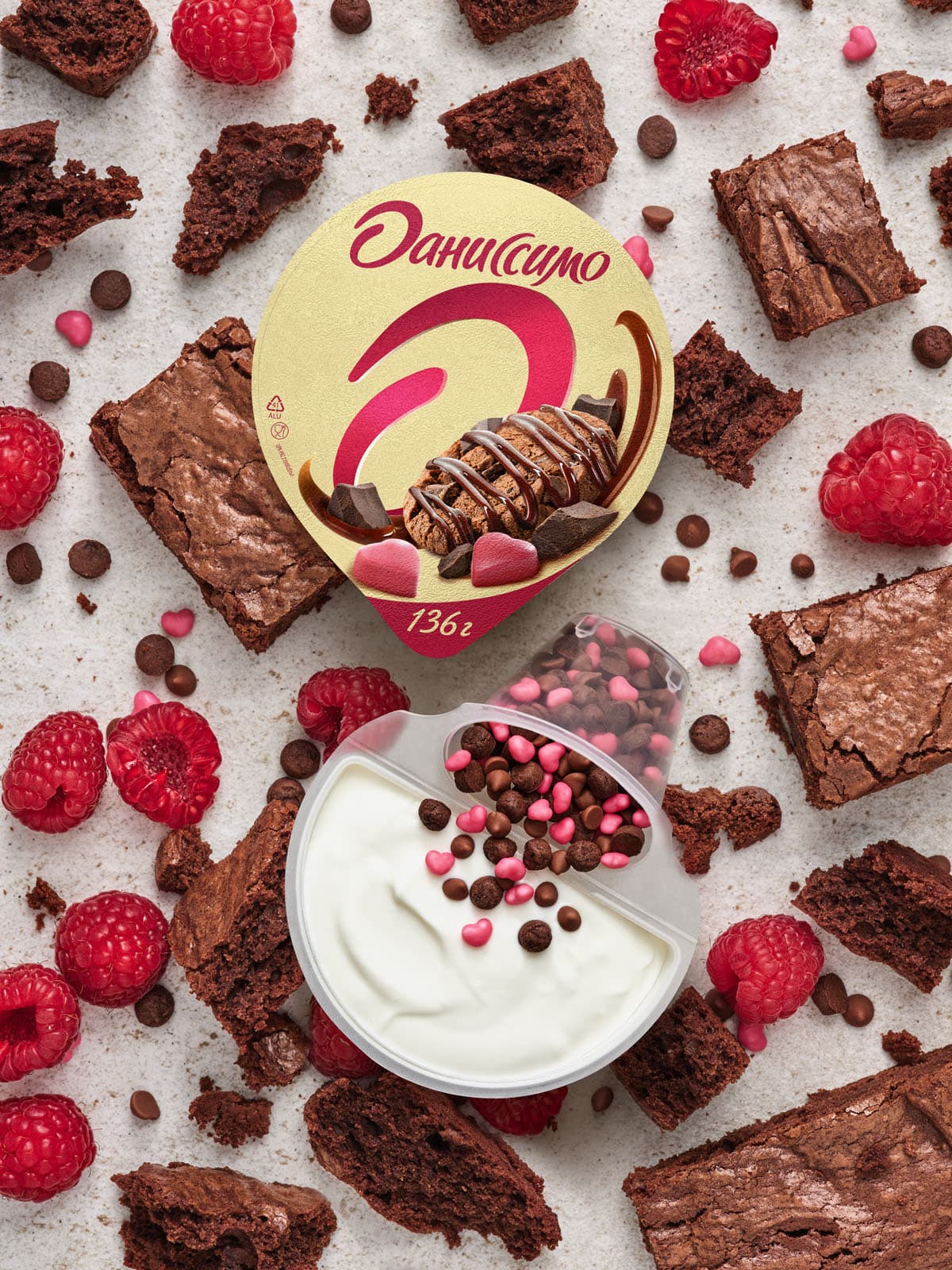 Альтернативная композиция Danissimo Deluxe Brownie — рекламная съёмка для Danone